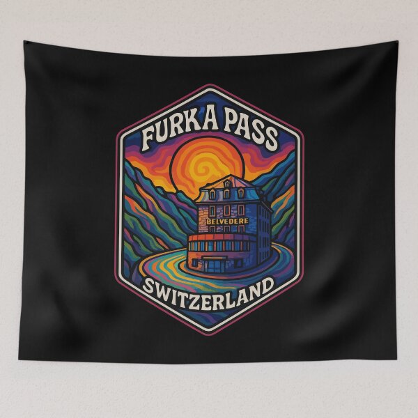 Item preview, Furka Pass Belvedere Hotel Switzerland Alpst Trippy Travel designed and sold by TomFrontierArt.