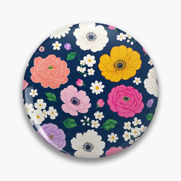 Item preview, Blooming Chaos – Vibrant Floral Pattern on Navy Blue designed and sold by Gravitylessarts.