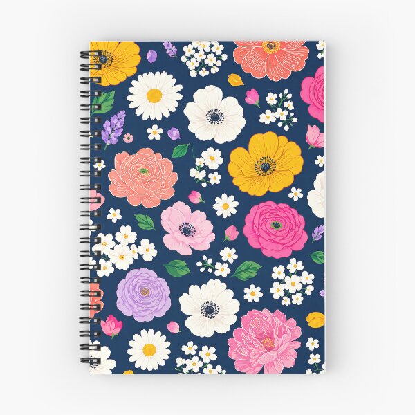 Item preview, Blooming Chaos – Vibrant Floral Pattern on Navy Blue designed and sold by Gravitylessarts.
