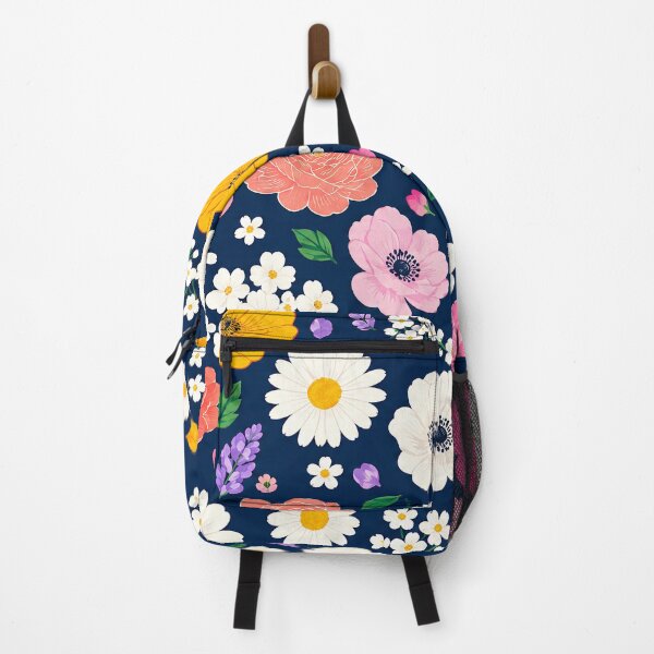 Item preview, Blooming Chaos – Vibrant Floral Pattern on Navy Blue designed and sold by Gravitylessarts.