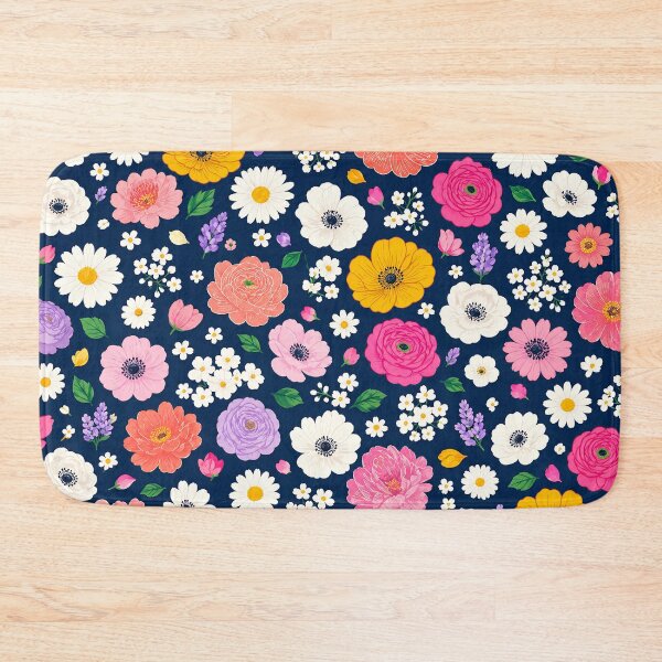 Item preview, Blooming Chaos – Vibrant Floral Pattern on Navy Blue designed and sold by Gravitylessarts.