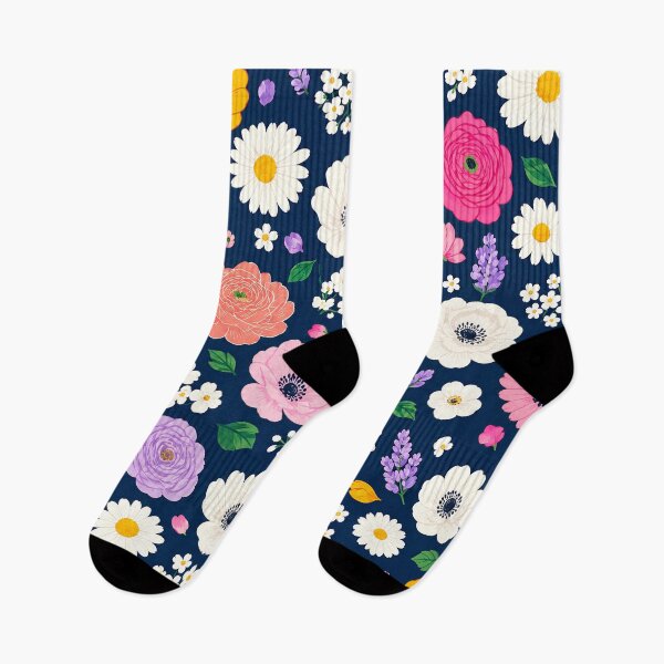 Item preview, Blooming Chaos – Vibrant Floral Pattern on Navy Blue designed and sold by Gravitylessarts.