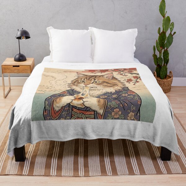 Item preview, Maine Coon Cat Struggling with Stretchy Mochi — Neko no Mochi Nangi Zu | Japanese Ukiyo-e Cat Art designed and sold by Ukiyo Neko Hyakkei - Cats of the Floating World-.