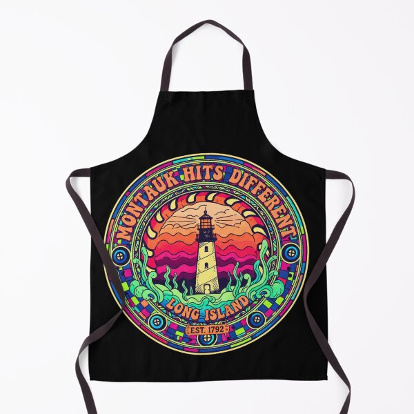 Item preview, Montauk Hits Different Vintage Lighthouse Retro Sunset Badge designed and sold by FitEnvy.