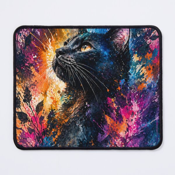 Item preview, Colorful Black Cat Wall Art | Abstract Paint Splash Cat Canvas Print | Modern Aesthetic Cat Painting Decor designed and sold by IconicDesignsXd.