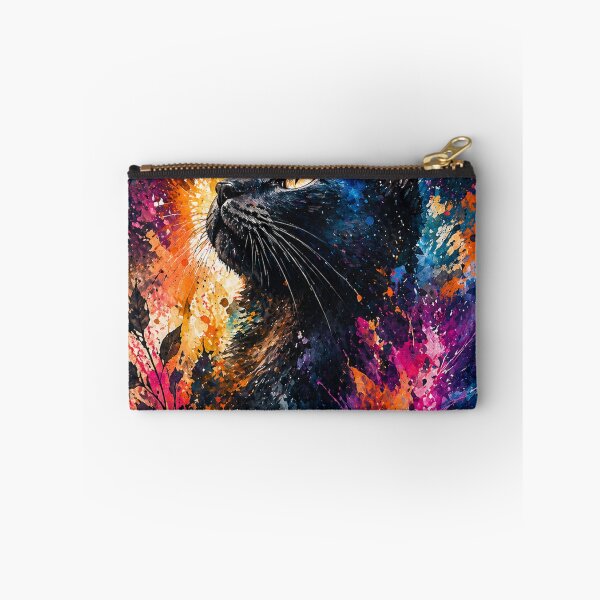 Item preview, Colorful Black Cat Wall Art | Abstract Paint Splash Cat Canvas Print | Modern Aesthetic Cat Painting Decor designed and sold by IconicDesignsXd.