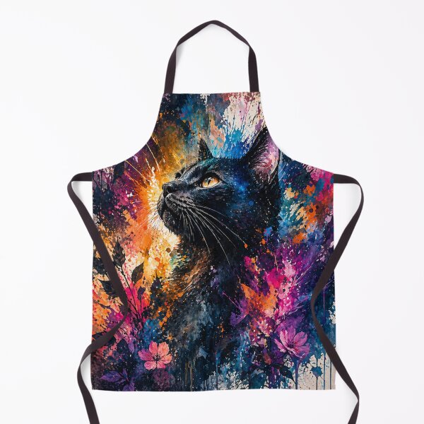 Item preview, Colorful Black Cat Wall Art | Abstract Paint Splash Cat Canvas Print | Modern Aesthetic Cat Painting Decor designed and sold by IconicDesignsXd.