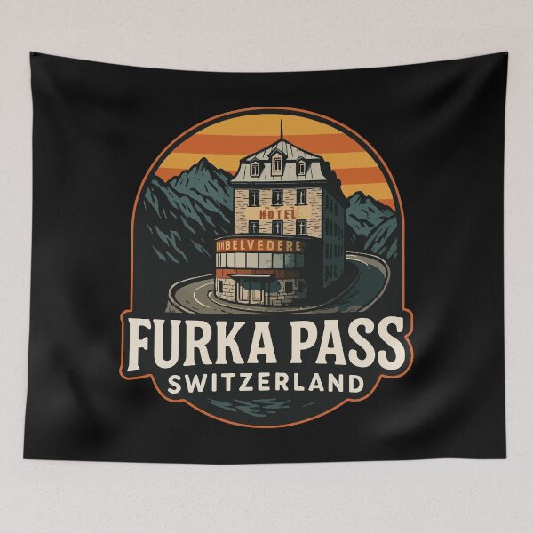 Item preview, Furka Pass Belvedere Hotel Retro Travel designed and sold by TomFrontierArt.