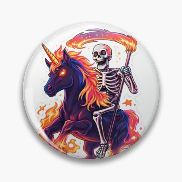 Item preview, Flaming Skeleton Rider Unicorn Dark Art designed and sold by bhaveshsticker.
