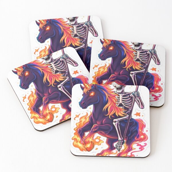 Item preview, Flaming Skeleton Rider Unicorn Dark Art designed and sold by bhaveshsticker.