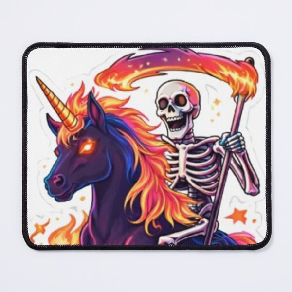 Item preview, Flaming Skeleton Rider Unicorn Dark Art designed and sold by bhaveshsticker.
