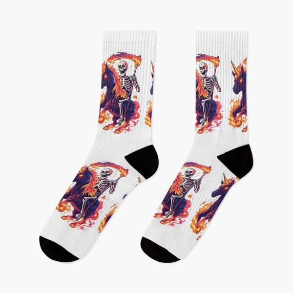 Item preview, Flaming Skeleton Rider Unicorn Dark Art designed and sold by bhaveshsticker.