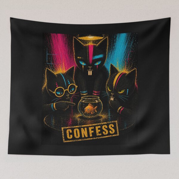 Item preview, Spy Cats Interrogate Goldfish  designed and sold by ZunZunArt.