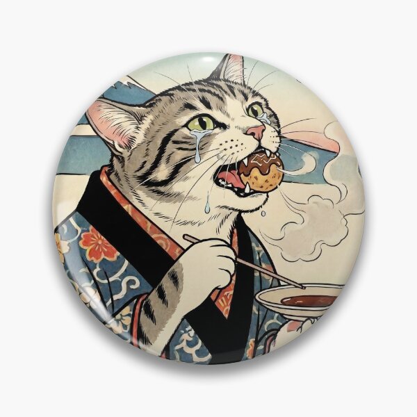 Item preview, Cat Crying from Hot Takoyaki — Neko no Takoyaki Netsurui Zu | Japanese Ukiyo-e Cat Art designed and sold by Ukiyo Neko Hyakkei - Cats of the Floating World-.