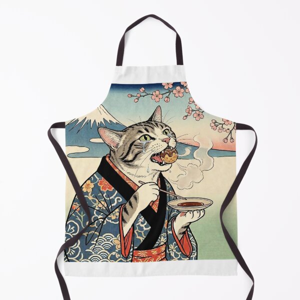 Item preview, Cat Crying from Hot Takoyaki — Neko no Takoyaki Netsurui Zu | Japanese Ukiyo-e Cat Art designed and sold by Ukiyo Neko Hyakkei - Cats of the Floating World-.