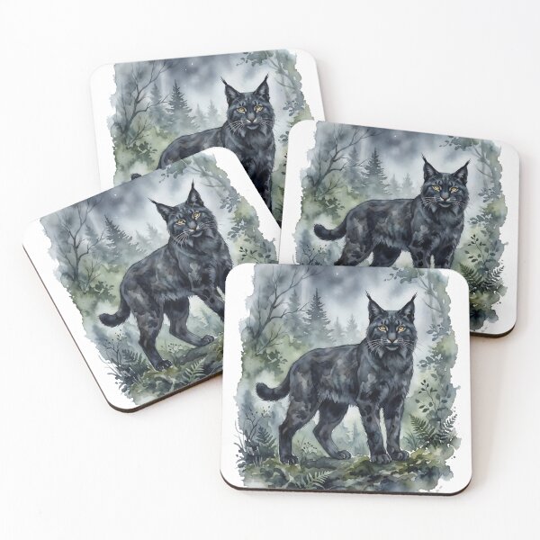 Item preview, Gothic Black Lynx in Misty Pine Forest designed and sold by RubisLeaf.