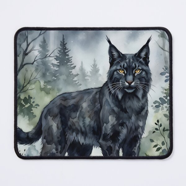Item preview, Gothic Black Lynx in Misty Pine Forest designed and sold by RubisLeaf.