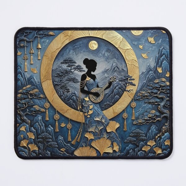 Item preview, Japanese Zen Moon – Pipa Player & Ginkgo Leaf Aesthetic designed and sold by KireaDesigns.