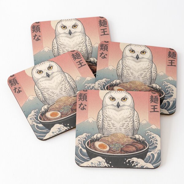 Item preview, Funny White Owl Japanese Ramen Noodles Vintage Kanagawa Wave designed and sold by FurryHavenPH.