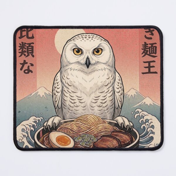 Item preview, Funny White Owl Japanese Ramen Noodles Vintage Kanagawa Wave designed and sold by FurryHavenPH.