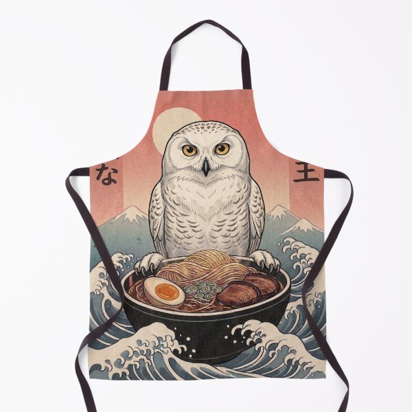 Item preview, Funny White Owl Japanese Ramen Noodles Vintage Kanagawa Wave designed and sold by FurryHavenPH.