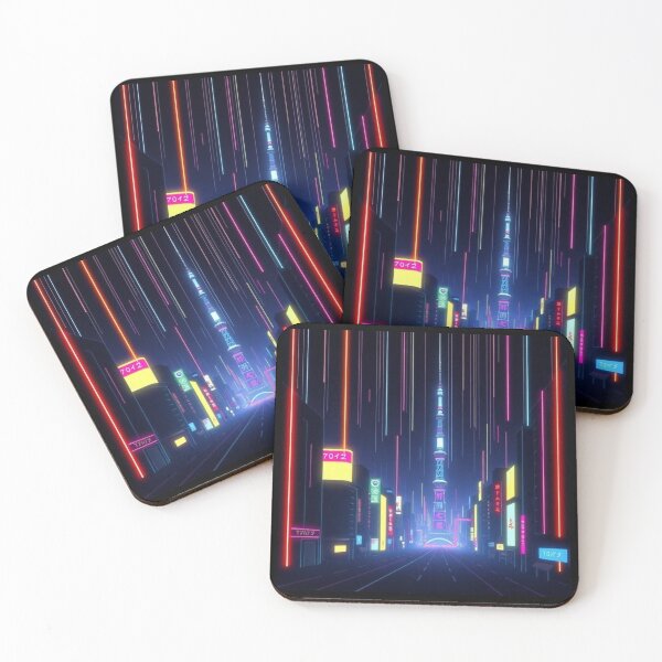 Item preview, Tokyo Neon Night Tower Vaporwave Cityscape Art designed and sold by artlife4.