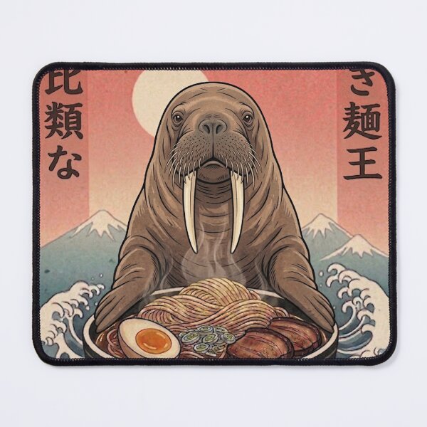 Item preview, Funny Walrus Japanese Ramen Noodles Vintage Kanagawa Wave designed and sold by FurryHavenPH.