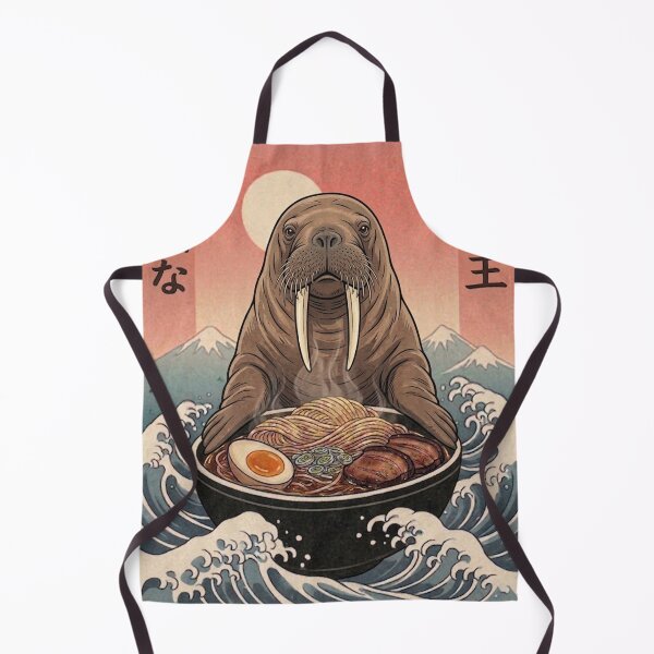 Artikelvorschau, Lustiges Walross Japanische Ramen Nudeln Vintage Kanagawa Welle entworfen und verkauft von FurryHavenPH.