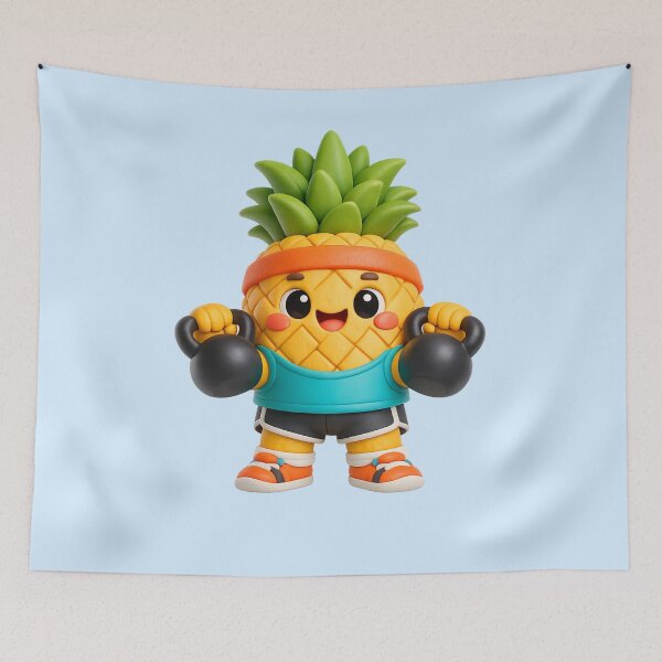 Item preview, Cute Pineapple CrossFit Athlete | Kawaii Gym Workout Cartoon designed and sold by Moons Studio.