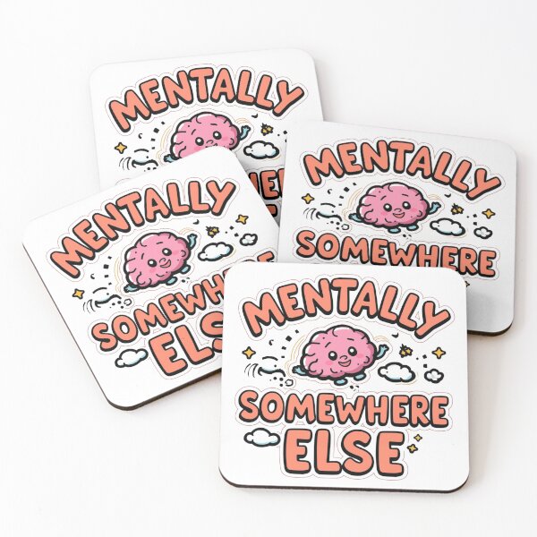 Item preview, Mentally Somewhere Else Cute Brain Cartoon-Funny Relatable Introvert Mood Quote Aesthetic Design designed and sold by Aarvya Fashion Club ( A.F.C ).