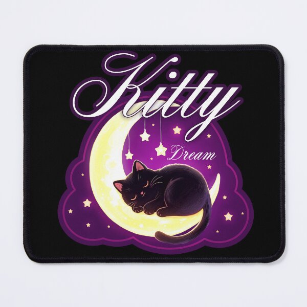 Item preview, Magical Kitty Dream - Celestial Black Cat on Crescent Moon Art designed and sold by Canache.