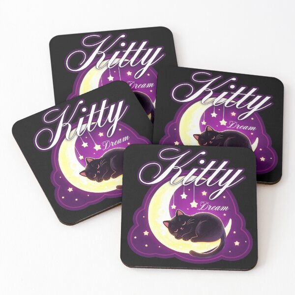 Item preview, Magical Kitty Dream - Celestial Black Cat on Crescent Moon Art designed and sold by Canache.