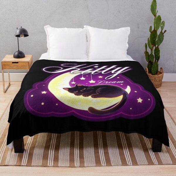 Item preview, Magical Kitty Dream - Celestial Black Cat on Crescent Moon Art designed and sold by Canache.