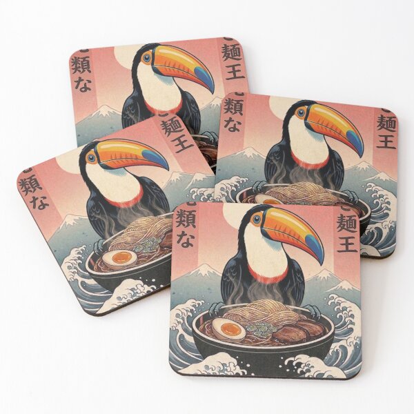 Item preview, Funny Toucan Japanese Ramen Noodles Vintage Kanagawa Wave designed and sold by FurryHavenPH.
