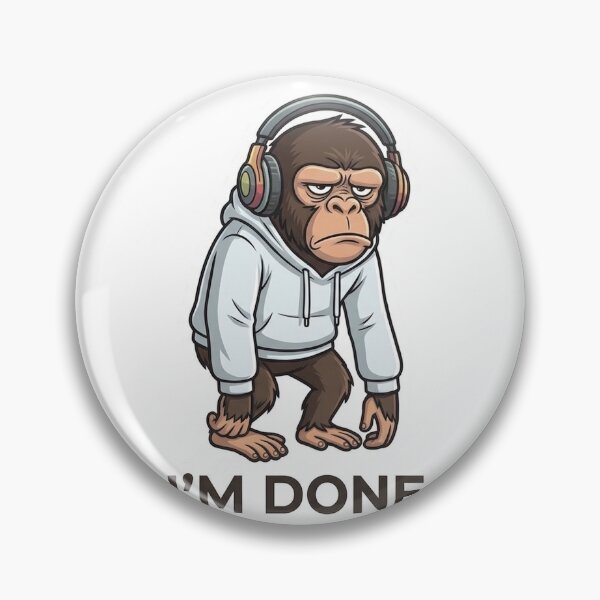 Item preview, I’m Done Monkey Sticker | Funny Mood Meme | Relatable Meme Cartoon designed and sold by Newkidshub.