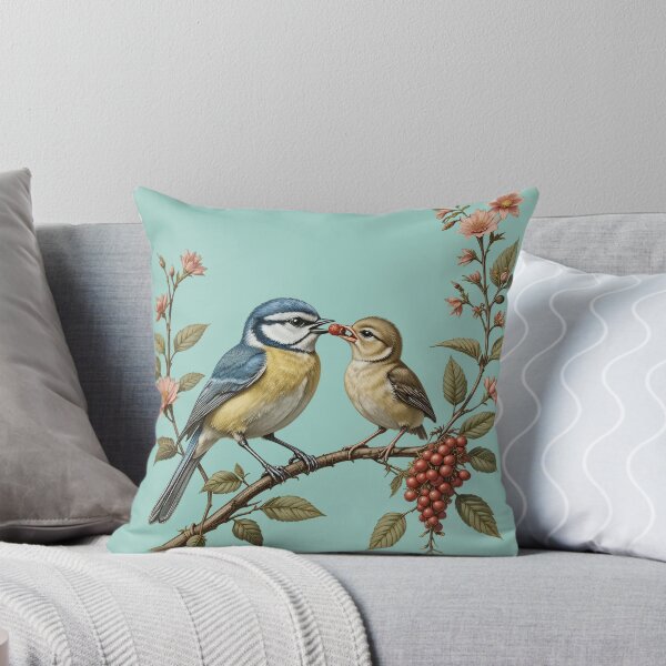 Item preview, Eurasian Blue Tit Feeding Chick Vintage Design designed and sold by BloomStudio1.