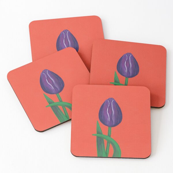 Item preview, Acrylic Painting of a Purple Tulip on Orange designed and sold by PatterdaleZed.