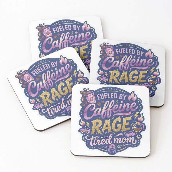 Item preview, Fueled By Caffeine Rage Tired Mom - Funny Coffee Lover Graphic Tee designed and sold by MerchlyMike.