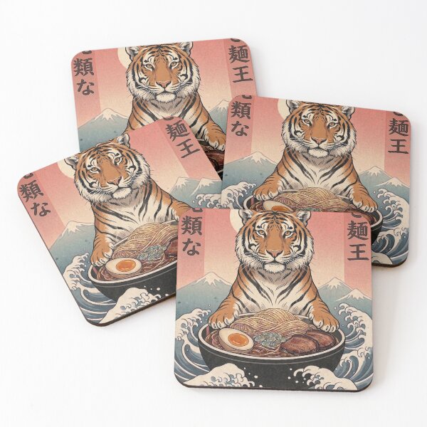 Item preview, Funny Tiger Japanese Ramen Noodles Vintage Kanagawa Wave designed and sold by FurryHavenPH.