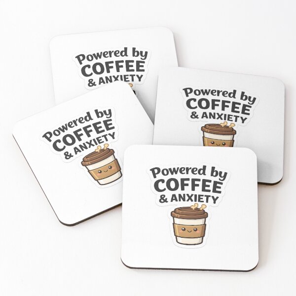 Item preview, Powered by Coffee and Anxiety Funny Sticker – Office Humor Coffee Lover Laptop Sticker designed and sold by StickoStore.