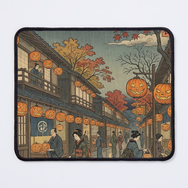 Item preview, Ukiyo E Halloween Night Japanese Pumpkin Lantern Street Art designed and sold by Vandy Fullam.
