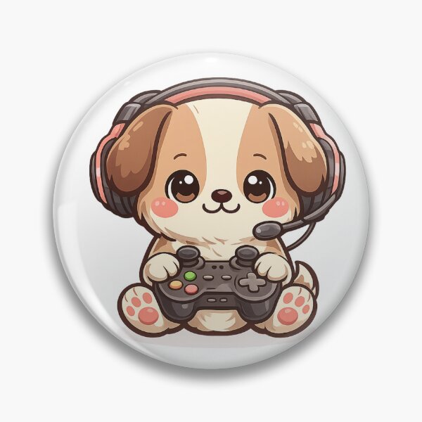 Artikelvorschau, Niedlicher, kawaii-farbener Gaming-Hund im Gaming-Modus – lustiges Hunde-Gamer-Design entworfen und verkauft von Cute-Corne.