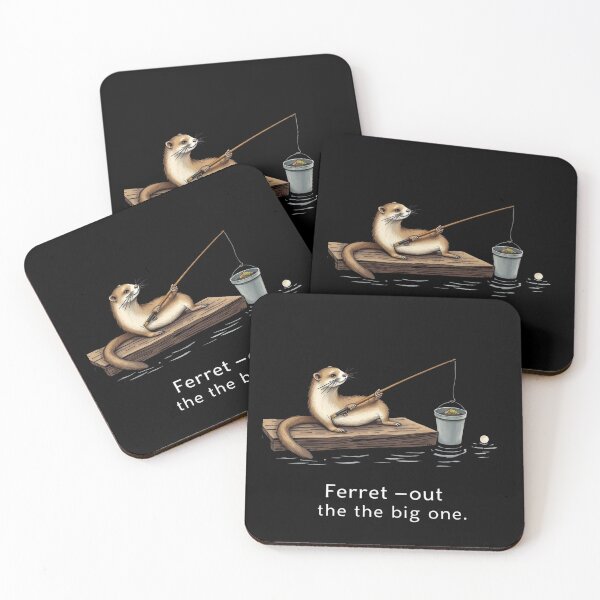 Item preview, Funny Fishing Ferret Pun Art Animal Illustration designed and sold by artlife4.