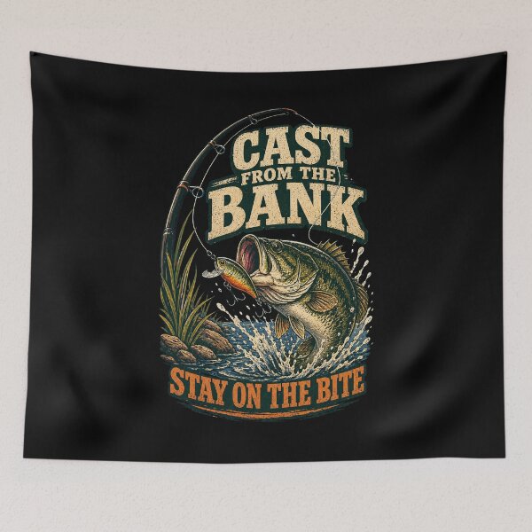Item preview, Cast From The Bank Stay On The Bite Fishing Shirt designed and sold by Andrew Lomax.