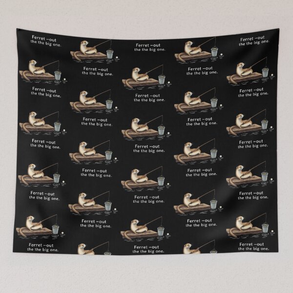 Item preview, Funny Fishing Ferret Pun Art Animal Illustration designed and sold by artlife4.