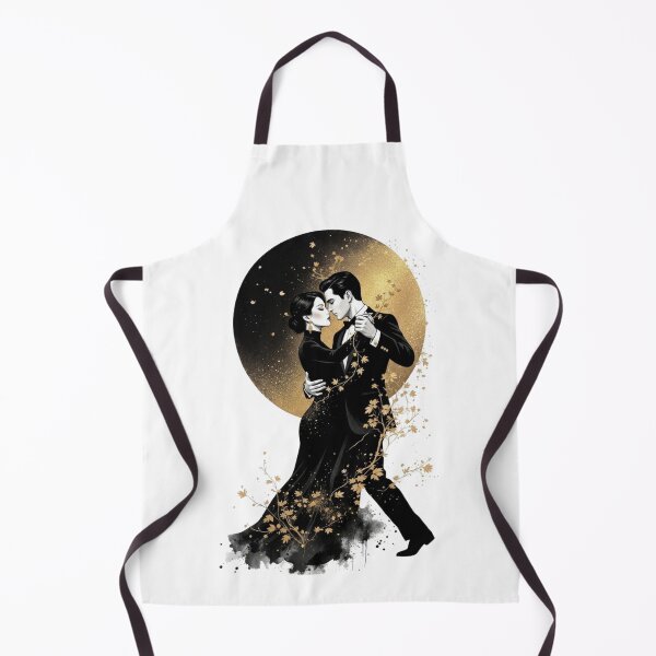Item preview, Romantic Waltz Under the Moon – Gold & Black Vintage Dance Art designed and sold by KireaDesigns.