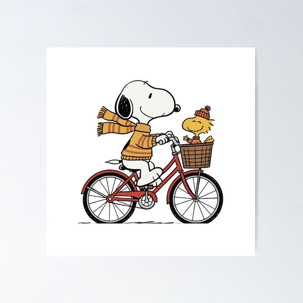 Item preview, Snoopy and Woodstock Cozy Winter Bicycle Ride designed and sold by henryavincnt.