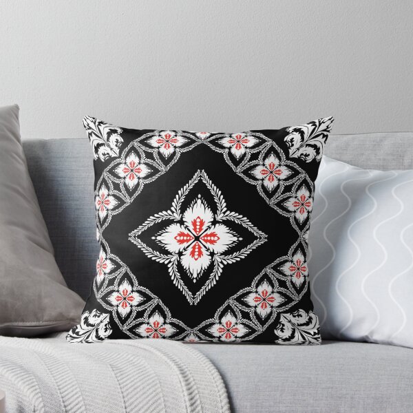 Item preview, Patrón sin costuras con adornos florales en negro, rojo y blanco. designed and sold by AdesignbyG.