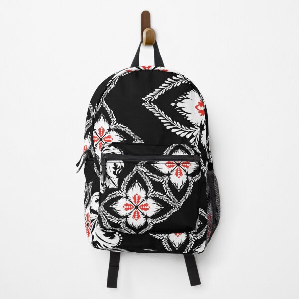 Item preview, Bold Black Red and White Floral Ornament Seamless Pattern designed and sold by AdesignbyG.