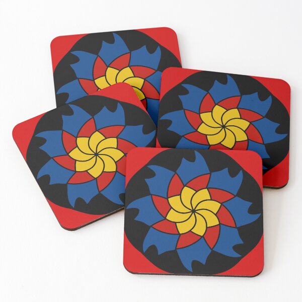 Artikelvorschau, Pop-Art-Glasfenster mit gelben, roten und blauen Blumen entworfen und verkauft von Provinces de France.